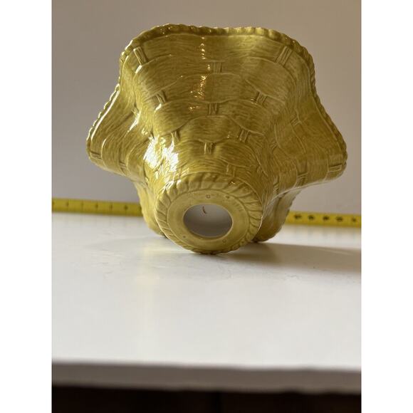 Vintage Ceramic Basket Yellow Weave With Handle Easter 1978 Nowells - Picture 11 of 16